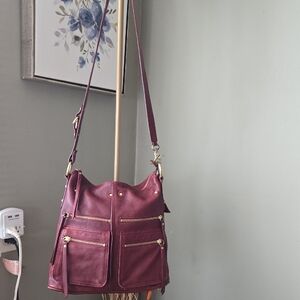 Sorial New York Burgundy Leather Crossbody Bag
